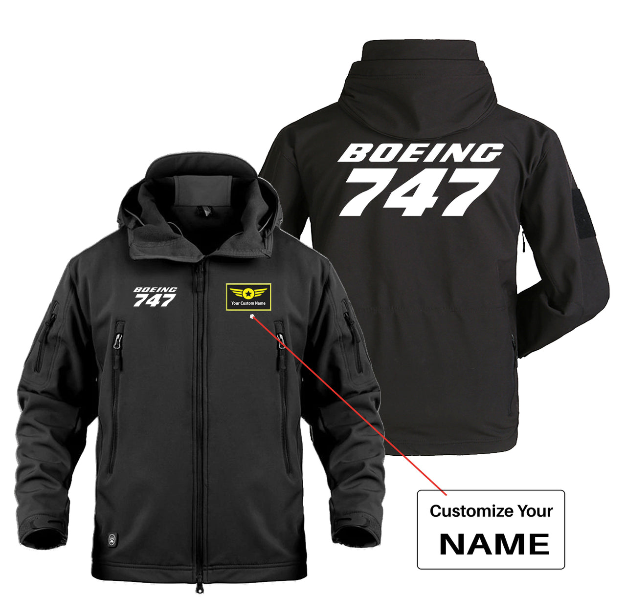 Boeing 747 & Text Designed Military Jackets (Customizable)