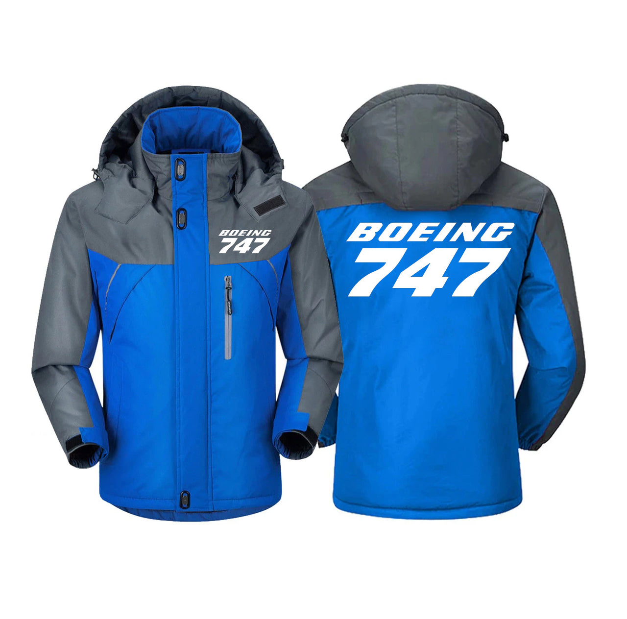 Boeing 747 & Text Designed Thick Winter Jackets