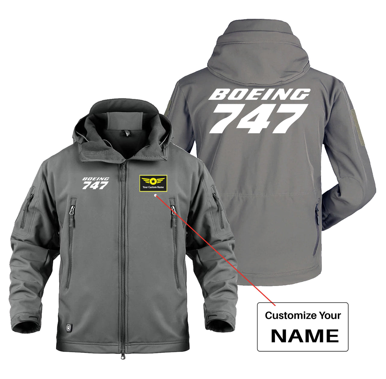Boeing 747 & Text Designed Military Jackets (Customizable)
