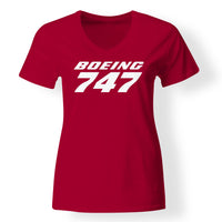 Thumbnail for Boeing 747 & Text Designed V-Neck T-Shirts