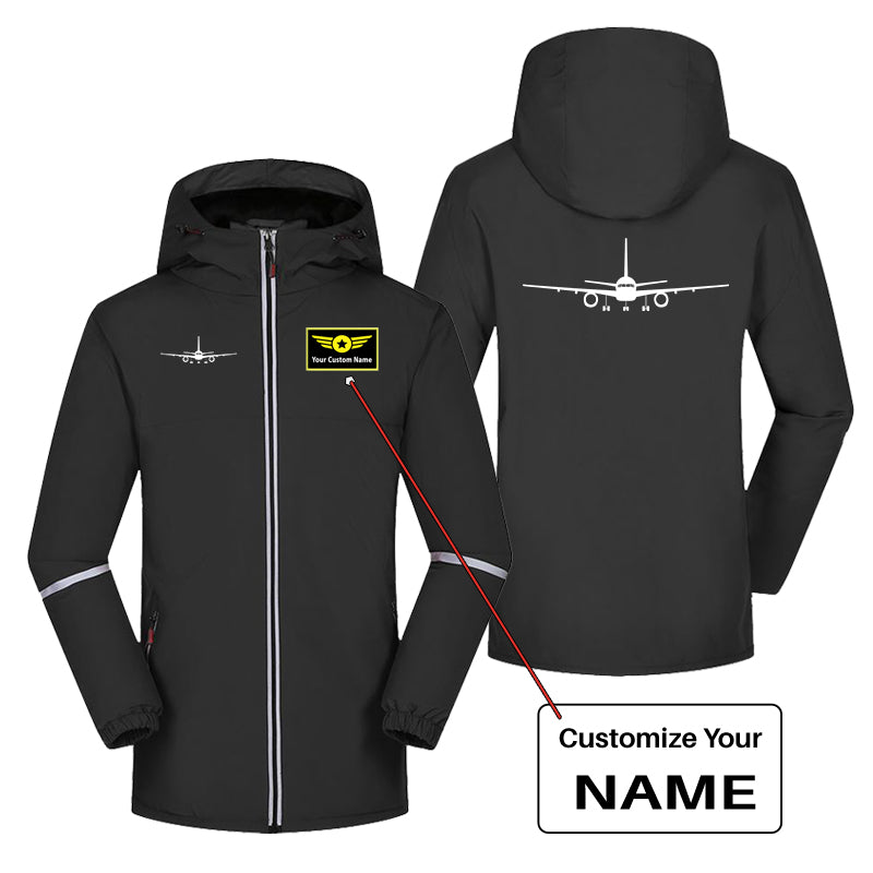 Boeing 757 Silhouette Rain Coats & aviation design printed on waterproof shell with full-length cut rain coat.