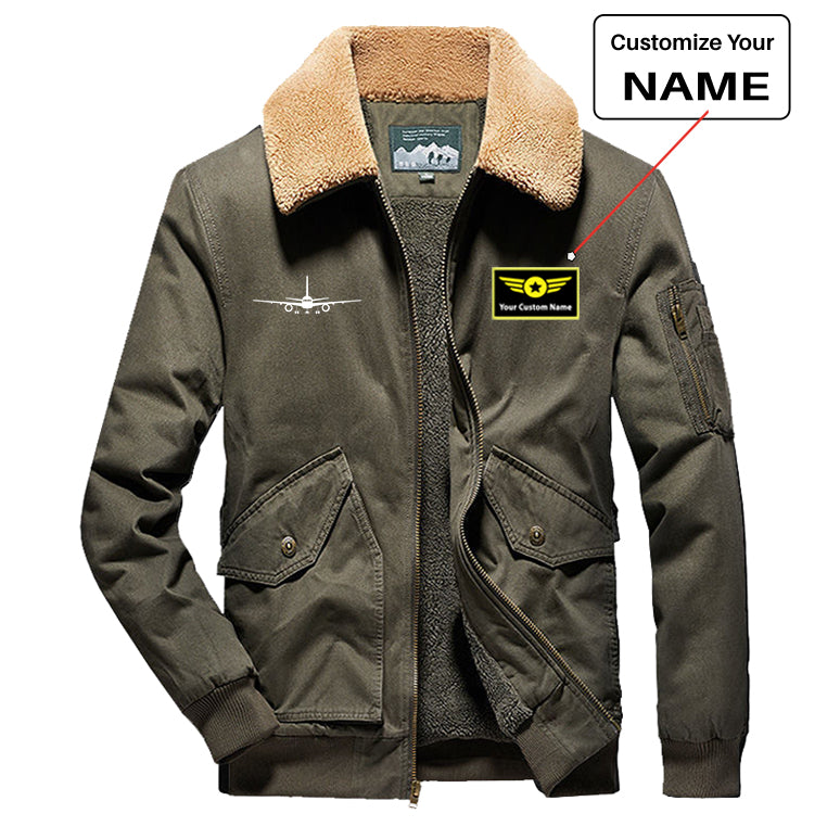 Boeing 757 Silhouette Designed Thick Bomber Jackets