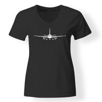 Thumbnail for Boeing 757 Silhouette Designed V-Neck T-Shirts