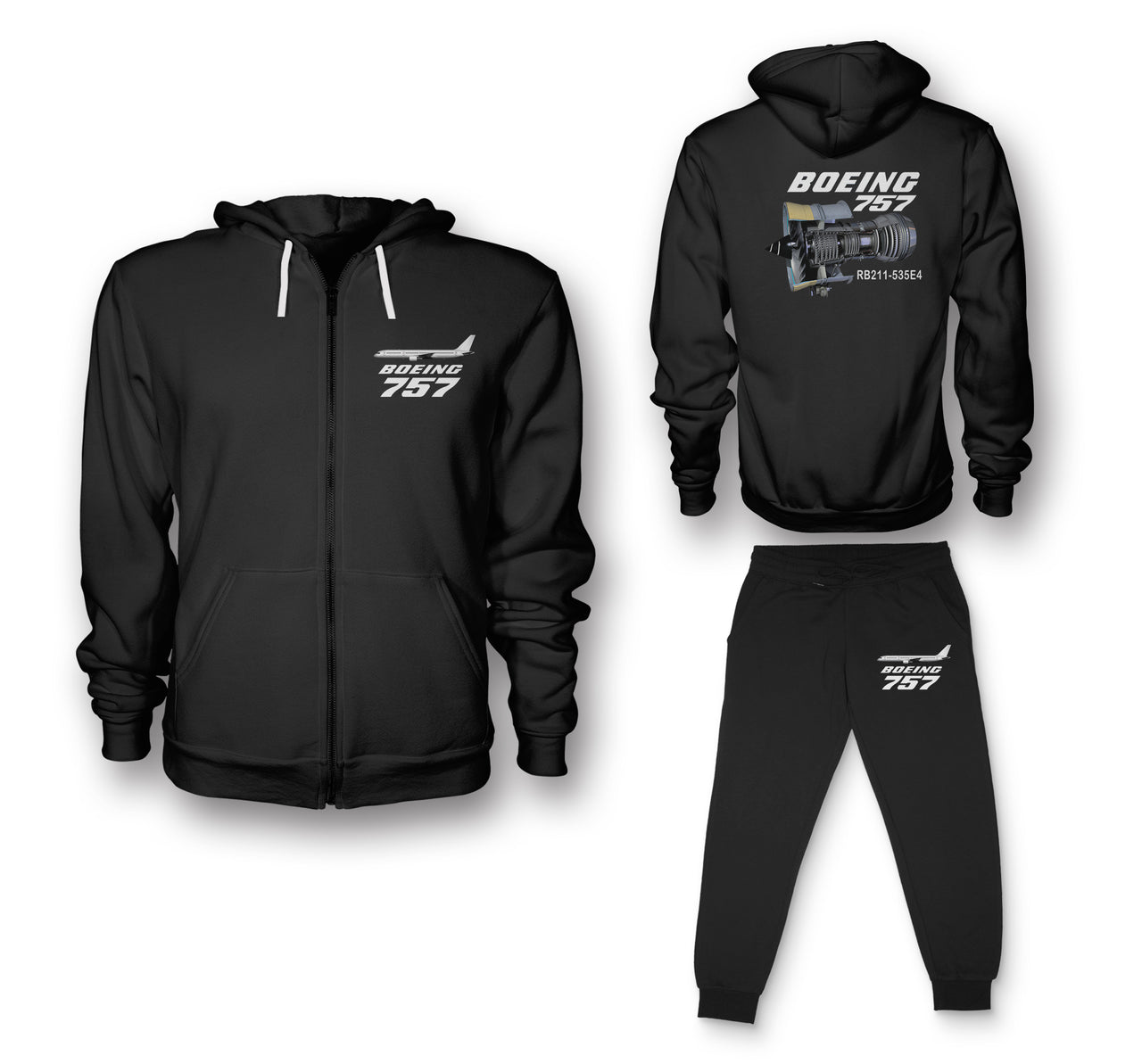 Boeing 757 & Rolls Royce Engine (RB211) Designed Zipped Hoodies & Sweatpants Set