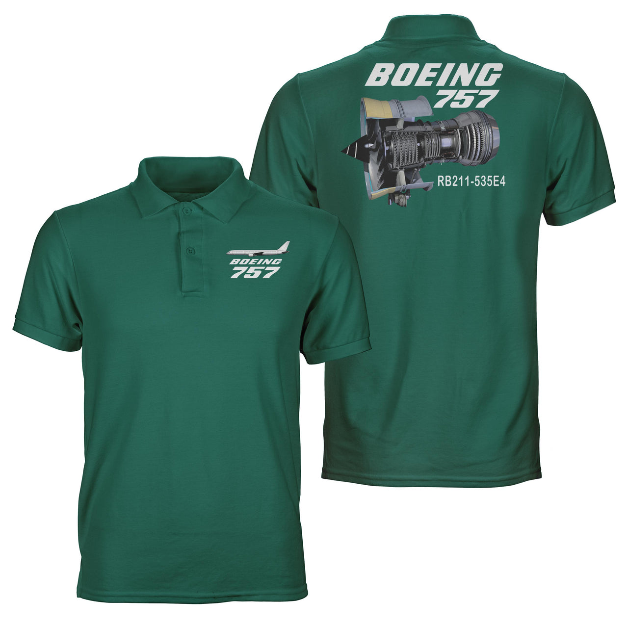 Boeing 757 & Rolls Royce Engine (RB211) Designed Double Side Polo T-Shirts