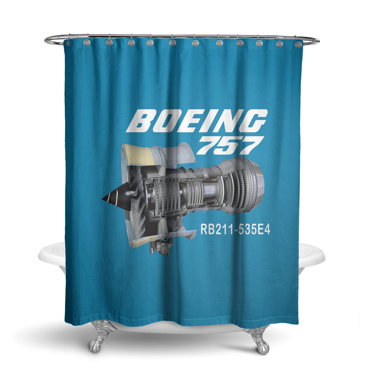 Boeing 757 & Rolls Royce Engine (RB211) Designed Shower Curtains