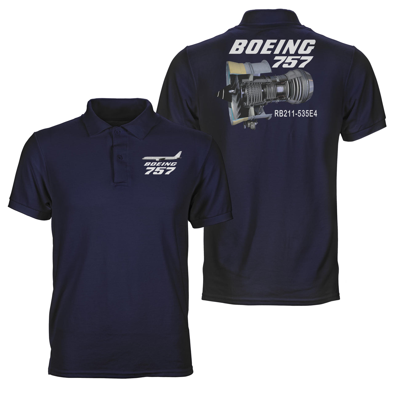 Boeing 757 & Rolls Royce Engine (RB211) Designed Double Side Polo T-Shirts