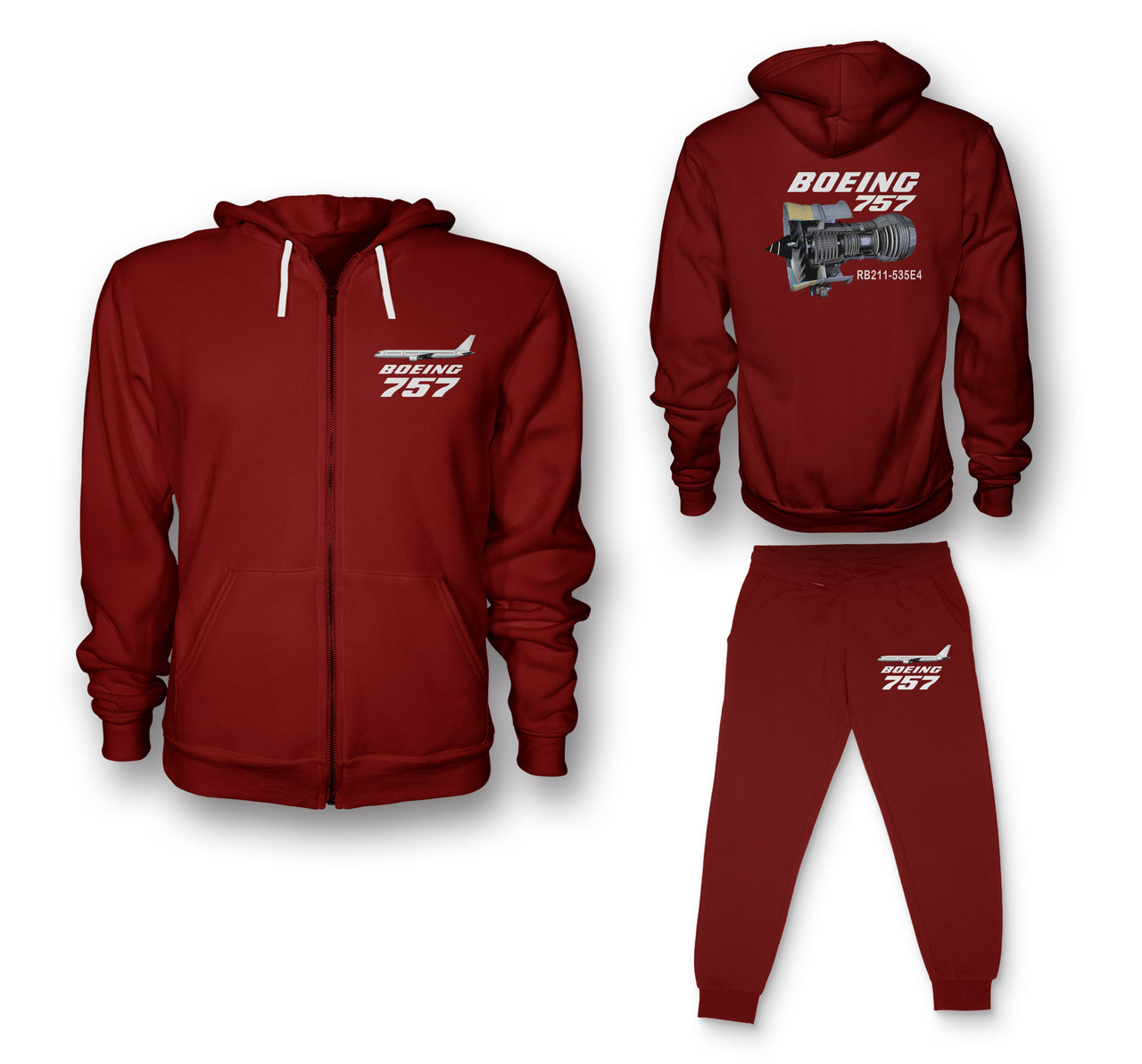Boeing 757 & Rolls Royce Engine (RB211) Designed Zipped Hoodies & Sweatpants Set