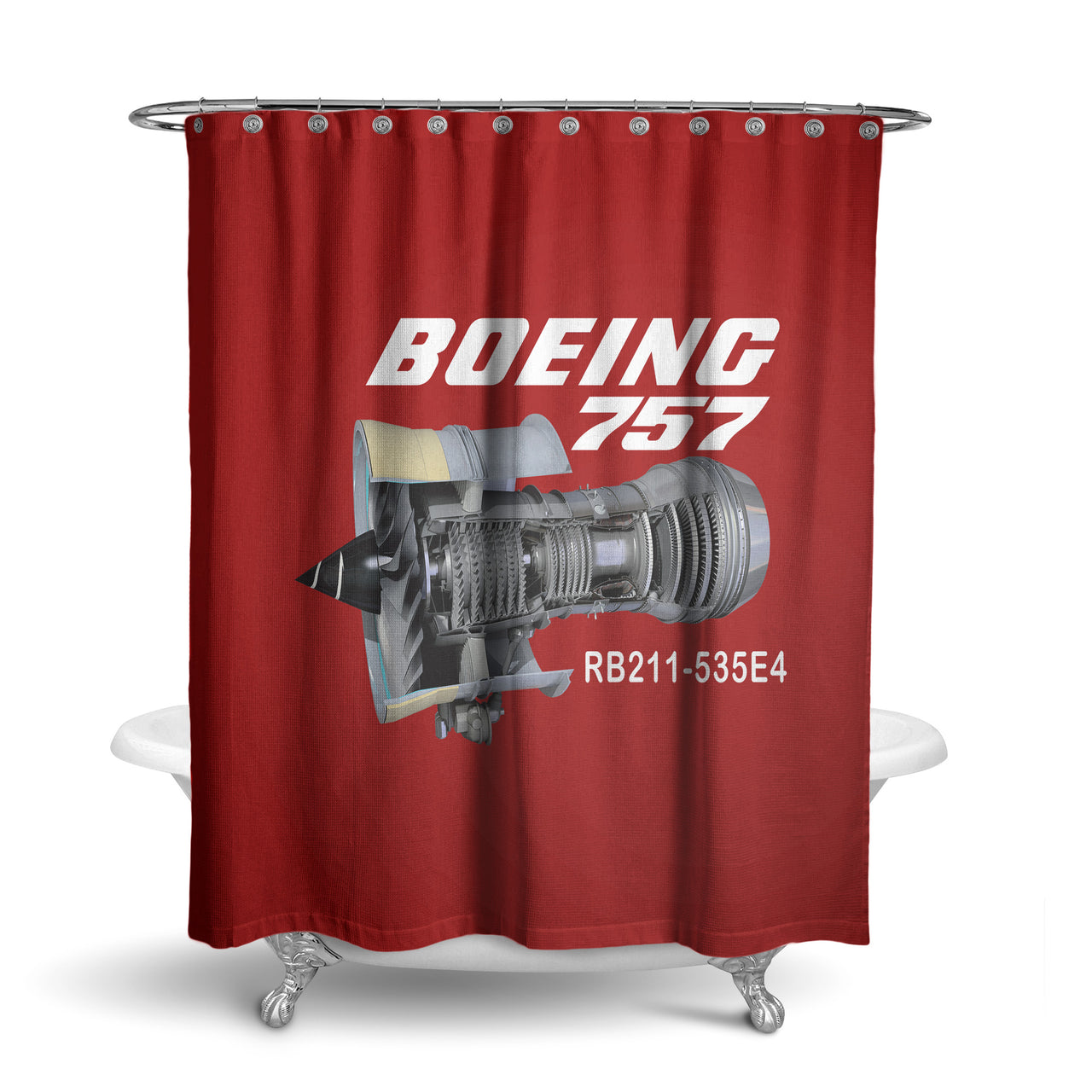 Boeing 757 & Rolls Royce Engine (RB211) Designed Shower Curtains