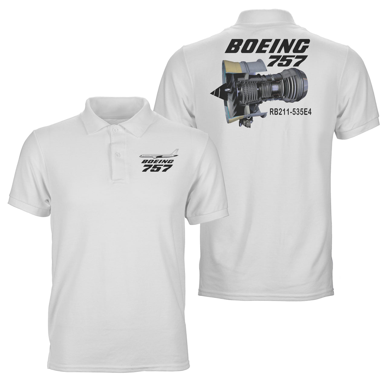 Boeing 757 & Rolls Royce Engine (RB211) Designed Double Side Polo T-Shirts