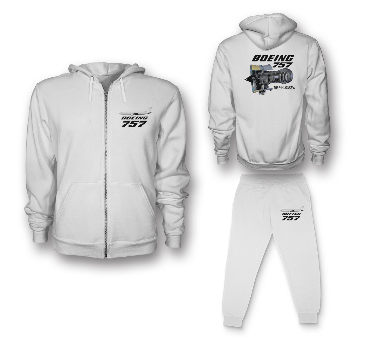 Boeing 757 & Rolls Royce Engine (RB211) Designed Zipped Hoodies & Sweatpants Set