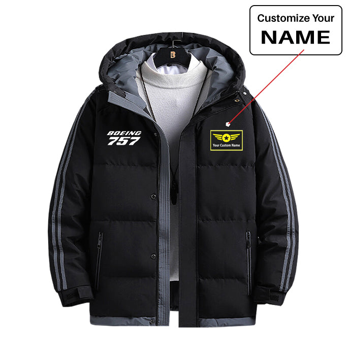 Boeing 757 & Text Designed Thick Fashion Jackets
