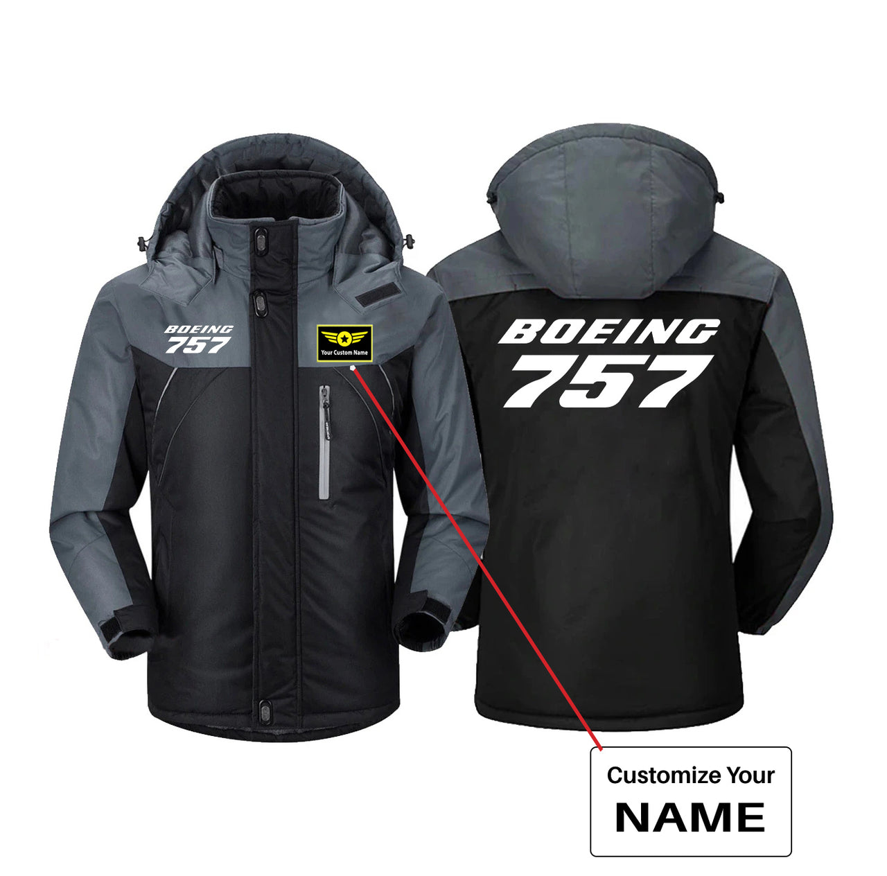 Boeing 757 & Text Designed Thick Winter Jackets