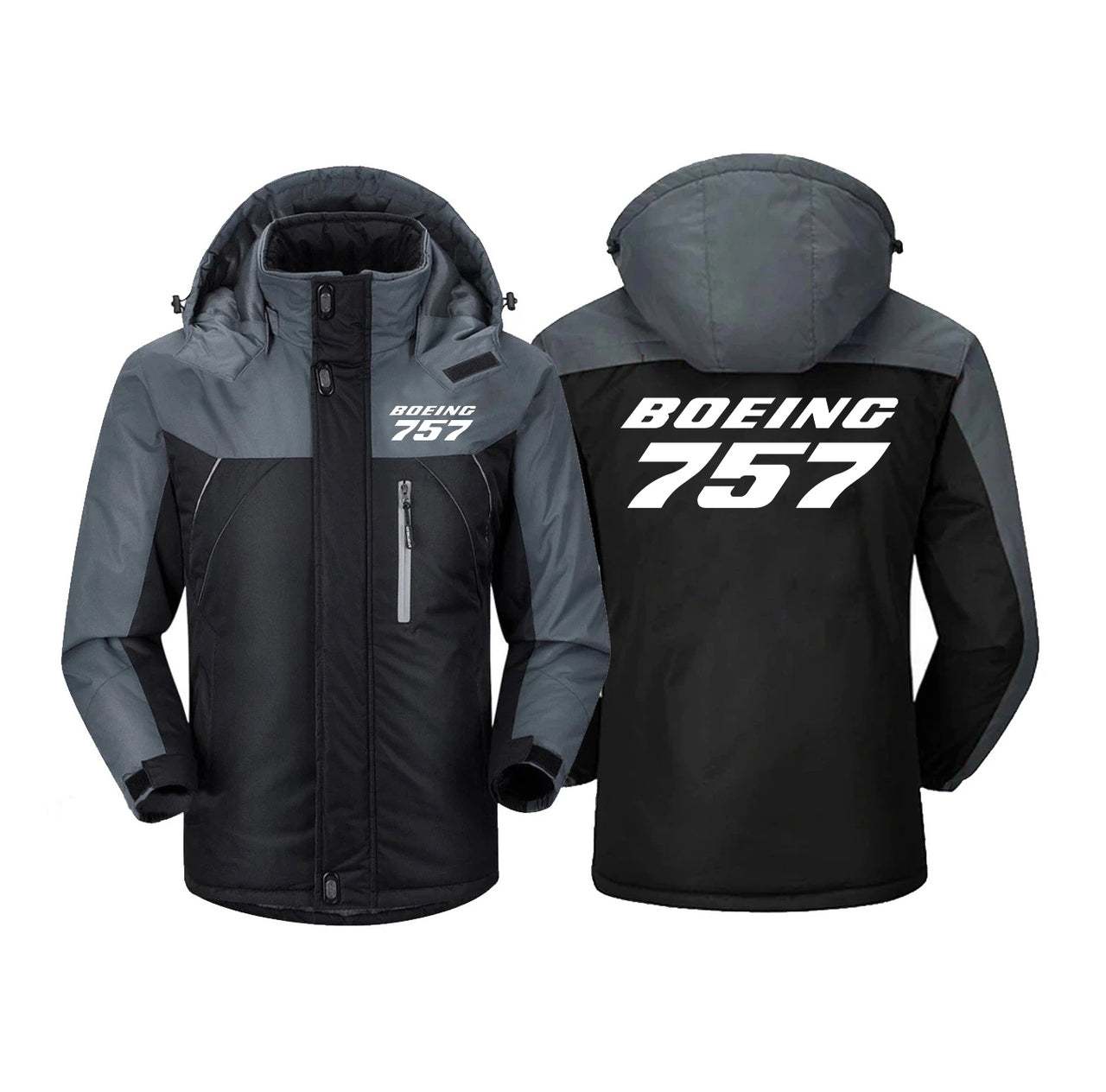 Boeing 757 & Text Designed Thick Winter Jackets