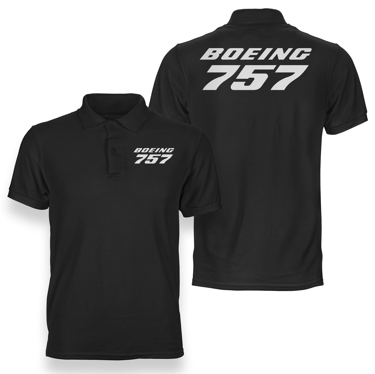 Boeing 757 & Text Designed Double Side Polo T-Shirts
