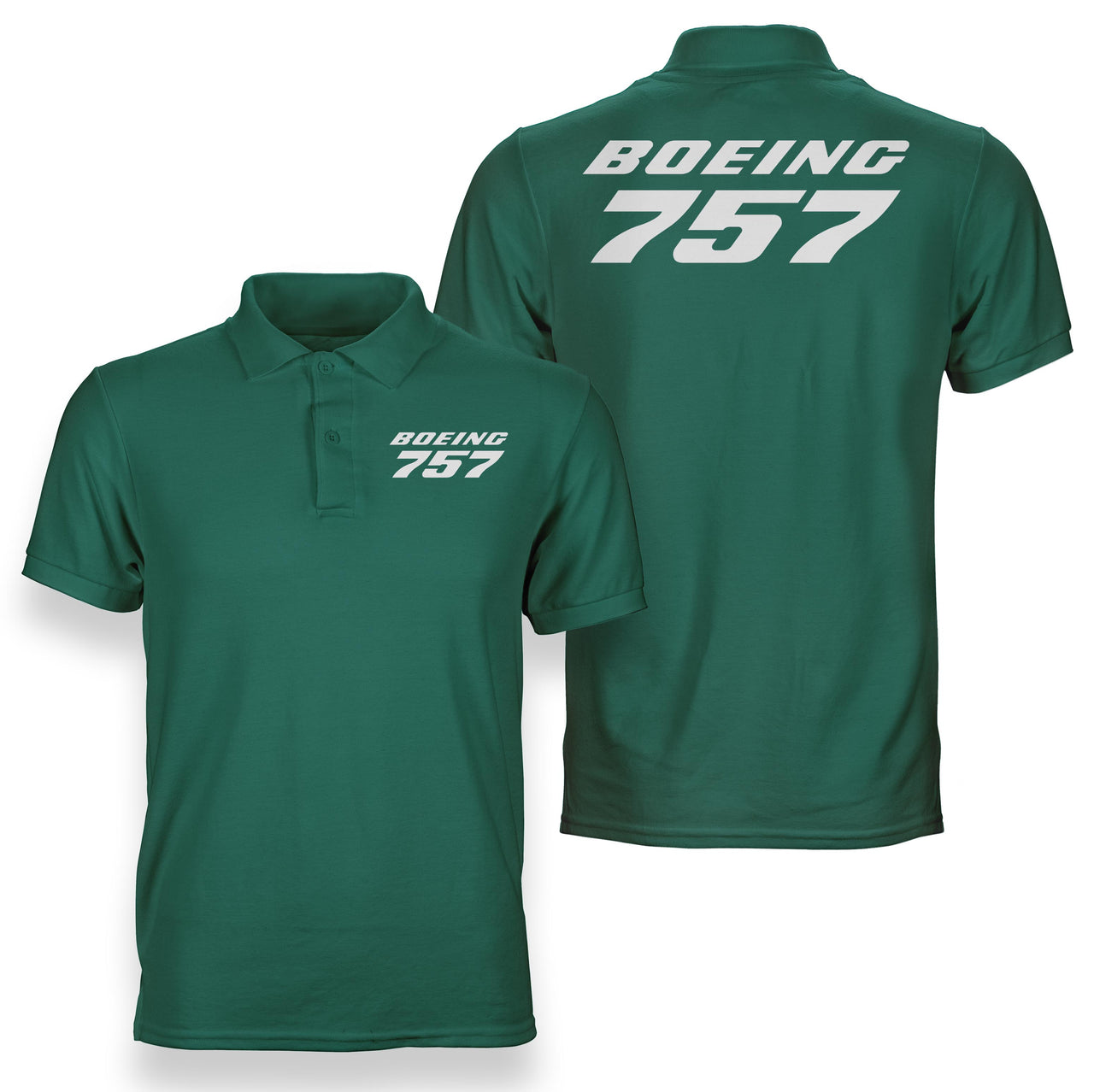 Boeing 757 & Text Designed Double Side Polo T-Shirts