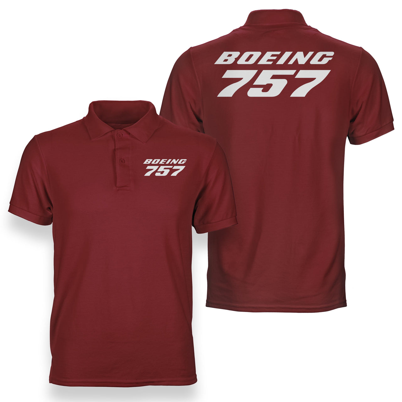 Boeing 757 & Text Designed Double Side Polo T-Shirts