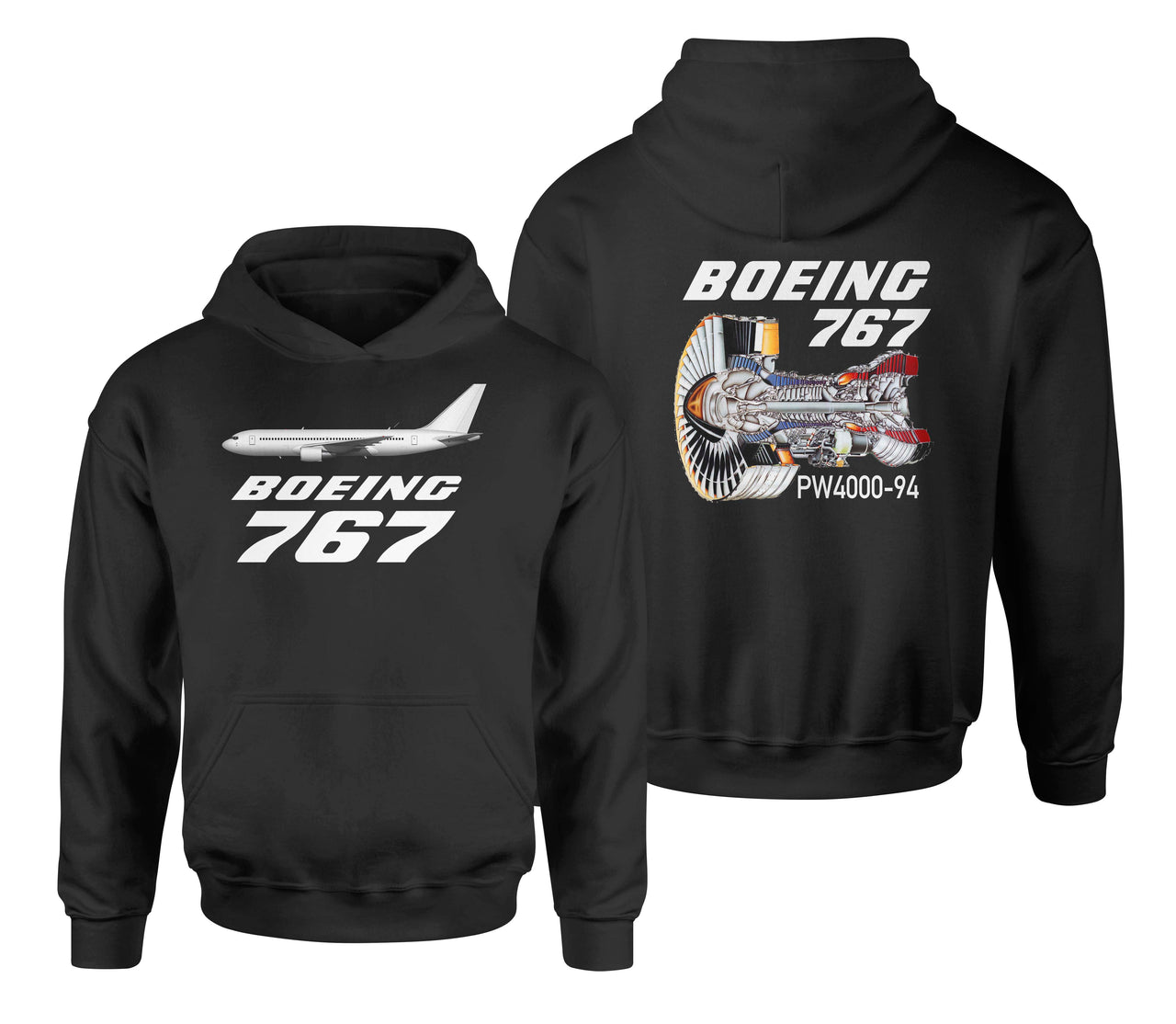 Boeing 767 Engine (PW4000-94) Designed Double Side Hoodies