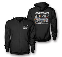 Thumbnail for The Boeing 767 Engine (PW4000-94) Engine Designed Zipped Hoodies