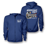 Thumbnail for The Boeing 767 Engine (PW4000-94) Engine Designed Zipped Hoodies
