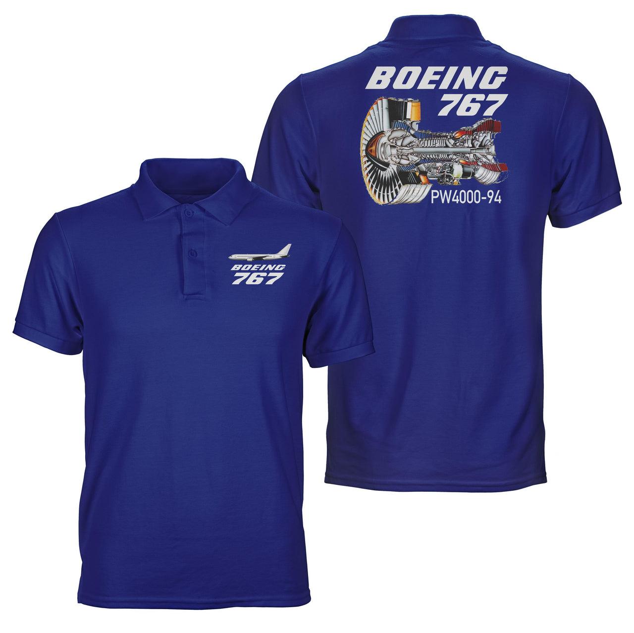 Boeing 767 Engine (PW4000-94) Designed Double Side Polo T-Shirts