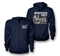 Thumbnail for The Boeing 767 Engine (PW4000-94) Engine Designed Zipped Hoodies