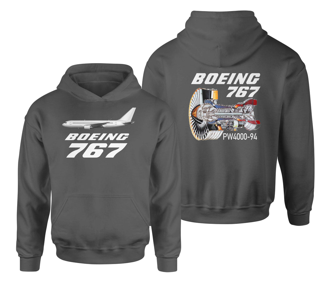 Boeing 767 Engine (PW4000-94) Designed Double Side Hoodies