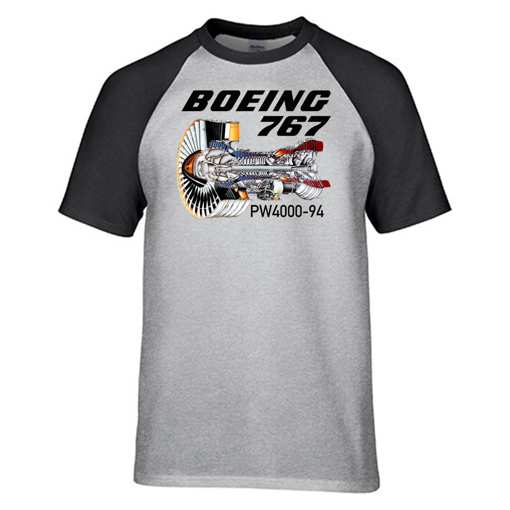 Boeing 767 Engine (PW4000-94) Designed Raglan T-Shirts