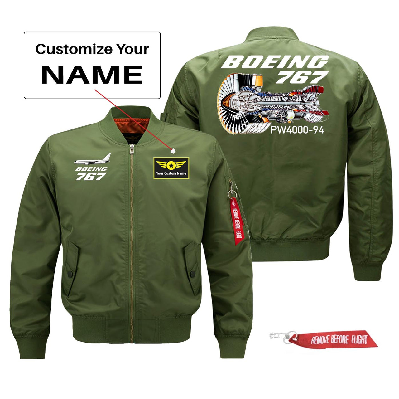 Boeing 767 Engine (PW4000-94) Designed Pilot Jackets (Customizable)