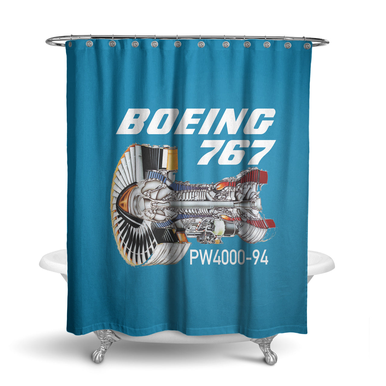 Boeing 767 Engine (PW4000-94) Designed Shower Curtains