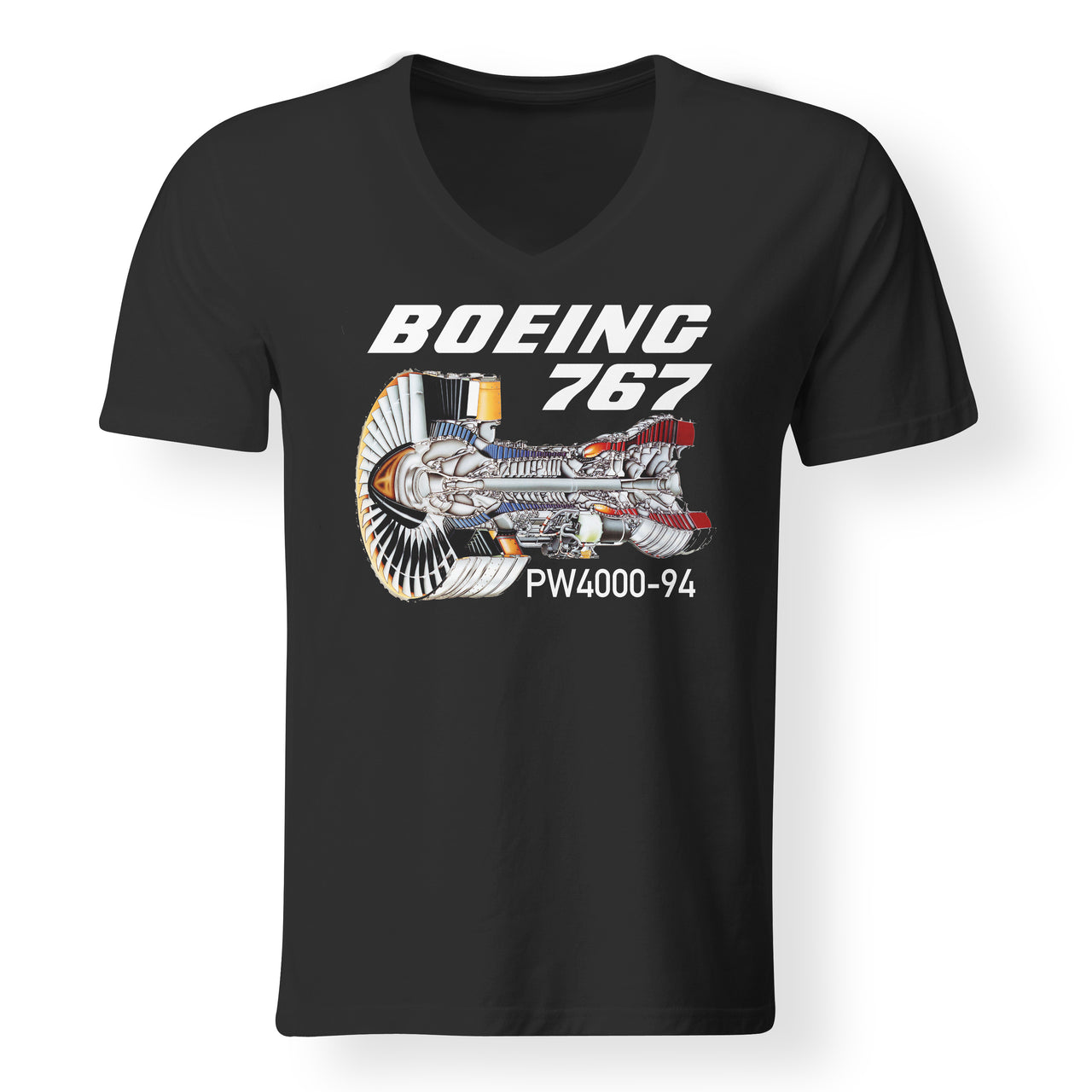 Boeing 767 Engine (PW4000-94) Designed V-Neck T-Shirts