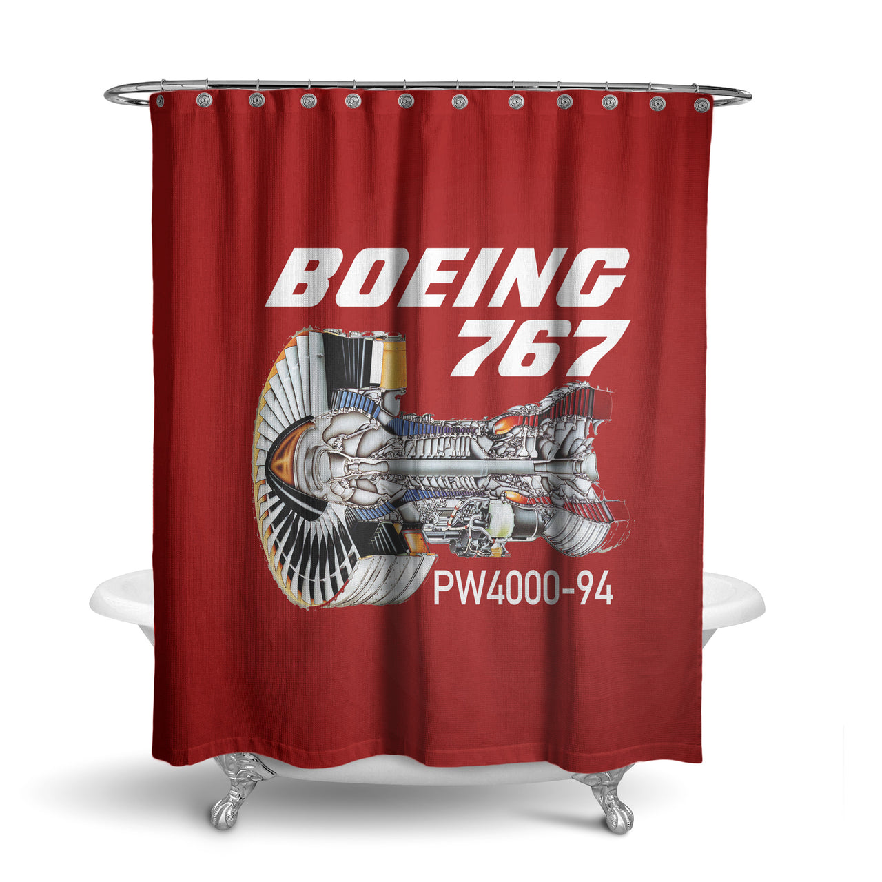 Boeing 767 Engine (PW4000-94) Designed Shower Curtains
