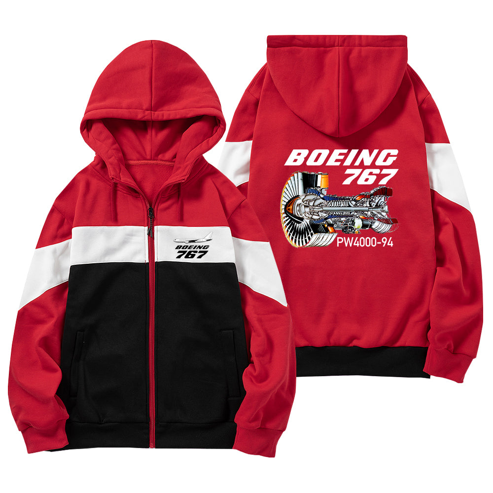 Boeing 767 Engine (PW4000-94) Designed Colourful Zipped Hoodies