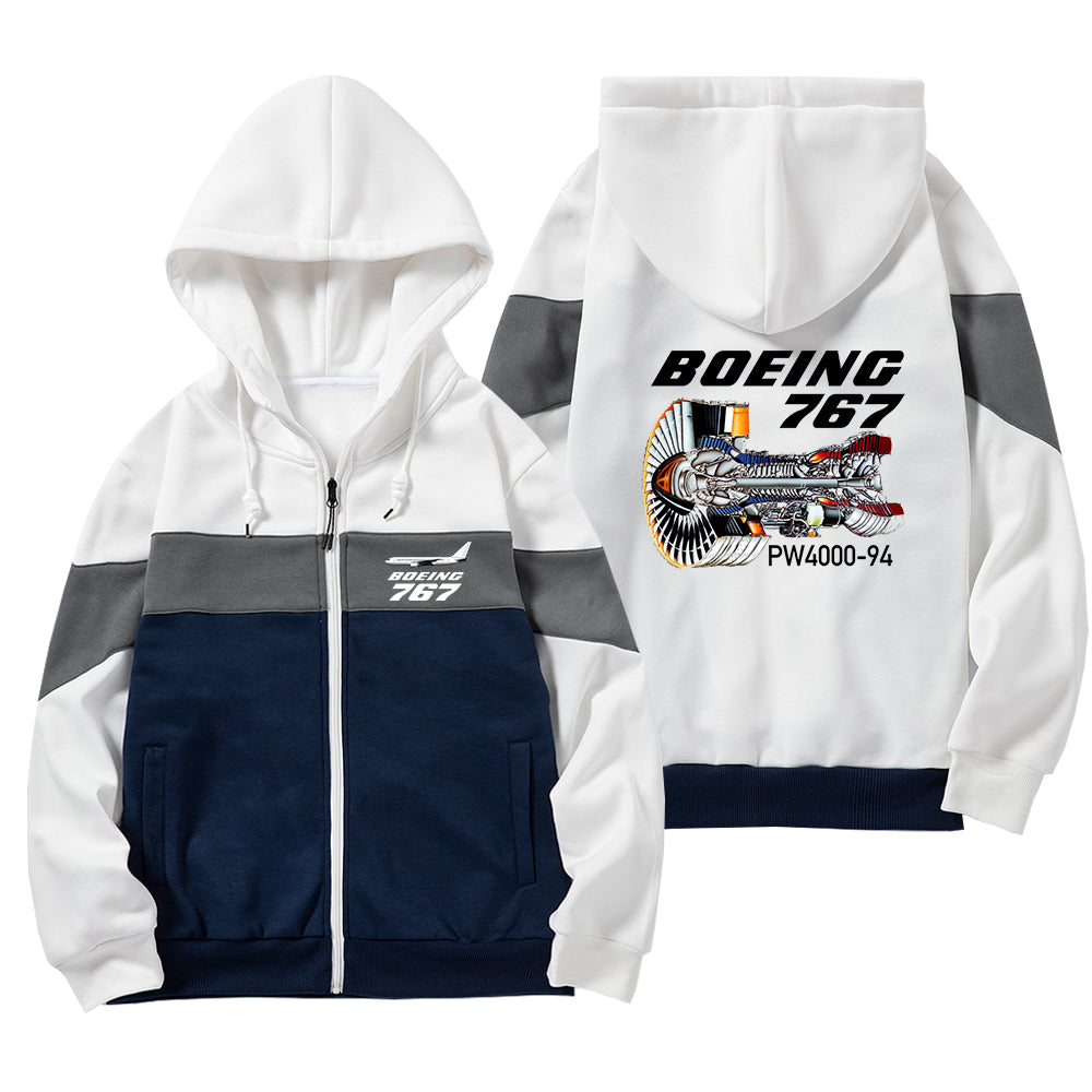 Boeing 767 Engine (PW4000-94) Designed Colourful Zipped Hoodies