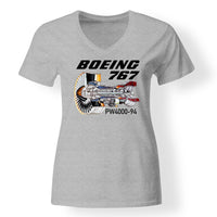 Thumbnail for Boeing 767 Engine (PW4000-94) Designed V-Neck T-Shirts
