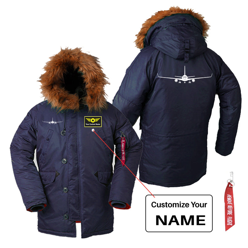Boeing 767 Silhouette Designed Parka Bomber Jackets