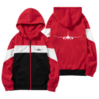 Thumbnail for Boeing 767 Silhouette Designed Colourful Zipped Hoodies