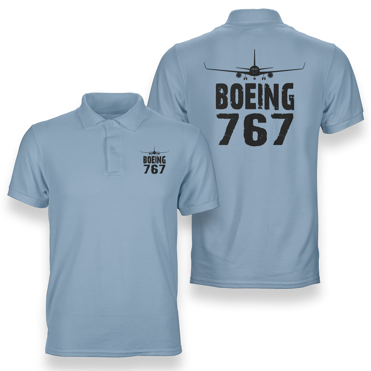 Boeing 767 & Plane Designed Double Side Polo T-Shirts