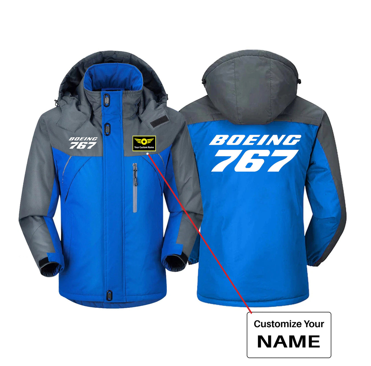 Boeing 767 & Text Designed Thick Winter Jackets