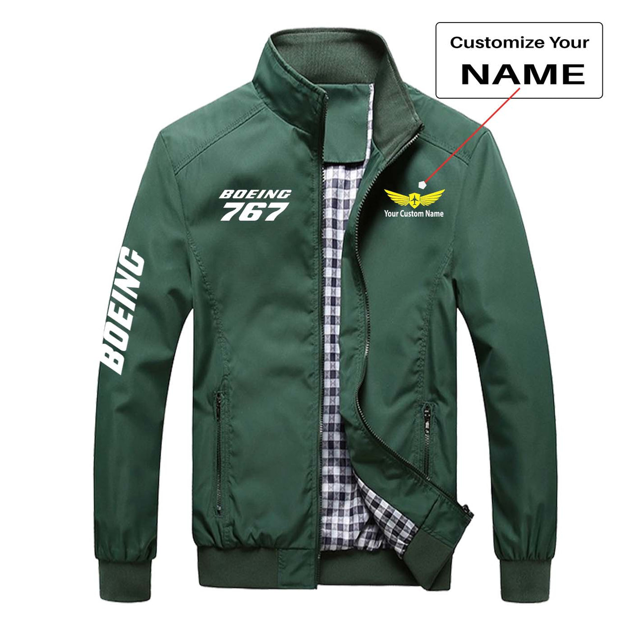 Boeing 767 & Text Designed Stylish Jackets