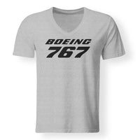Thumbnail for Boeing 767 & Text Designed V-Neck T-Shirts