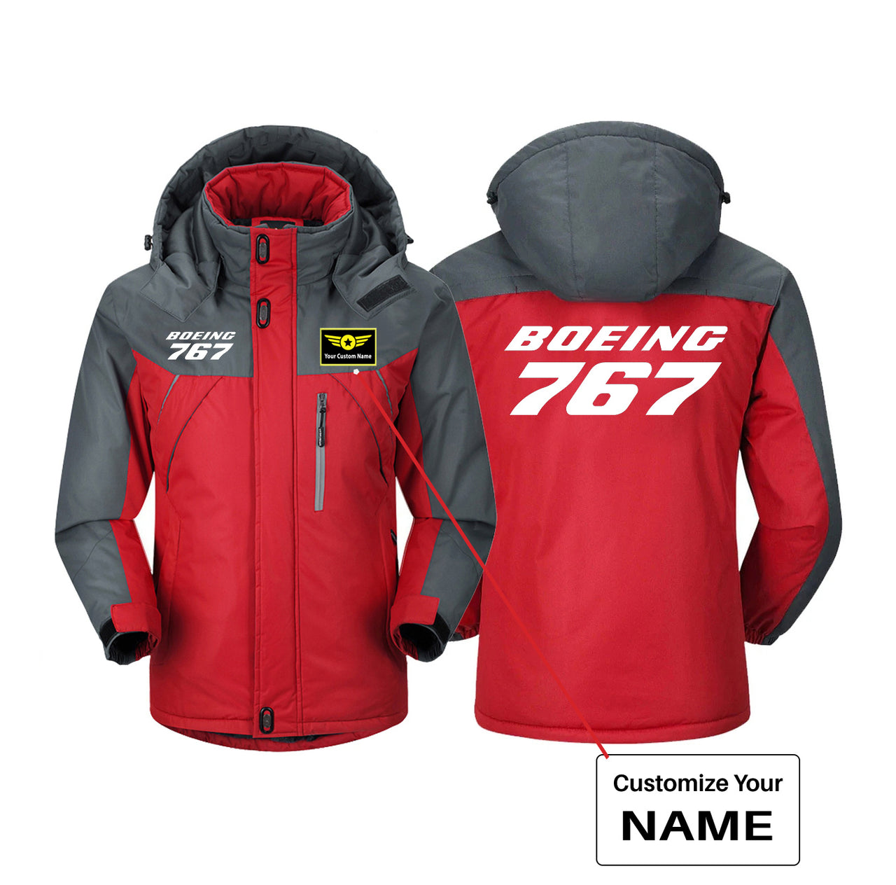 Boeing 767 & Text Designed Thick Winter Jackets