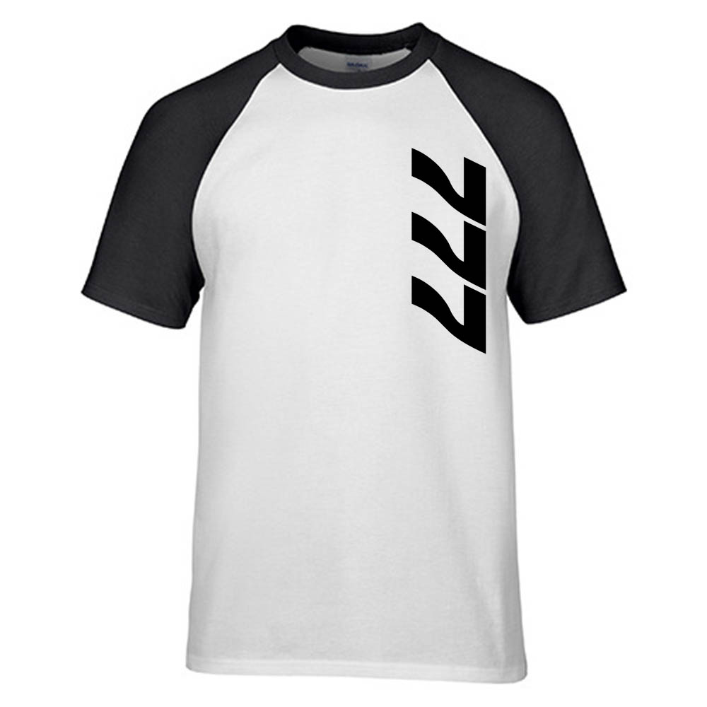 777 Side Text Designed Raglan T-Shirts