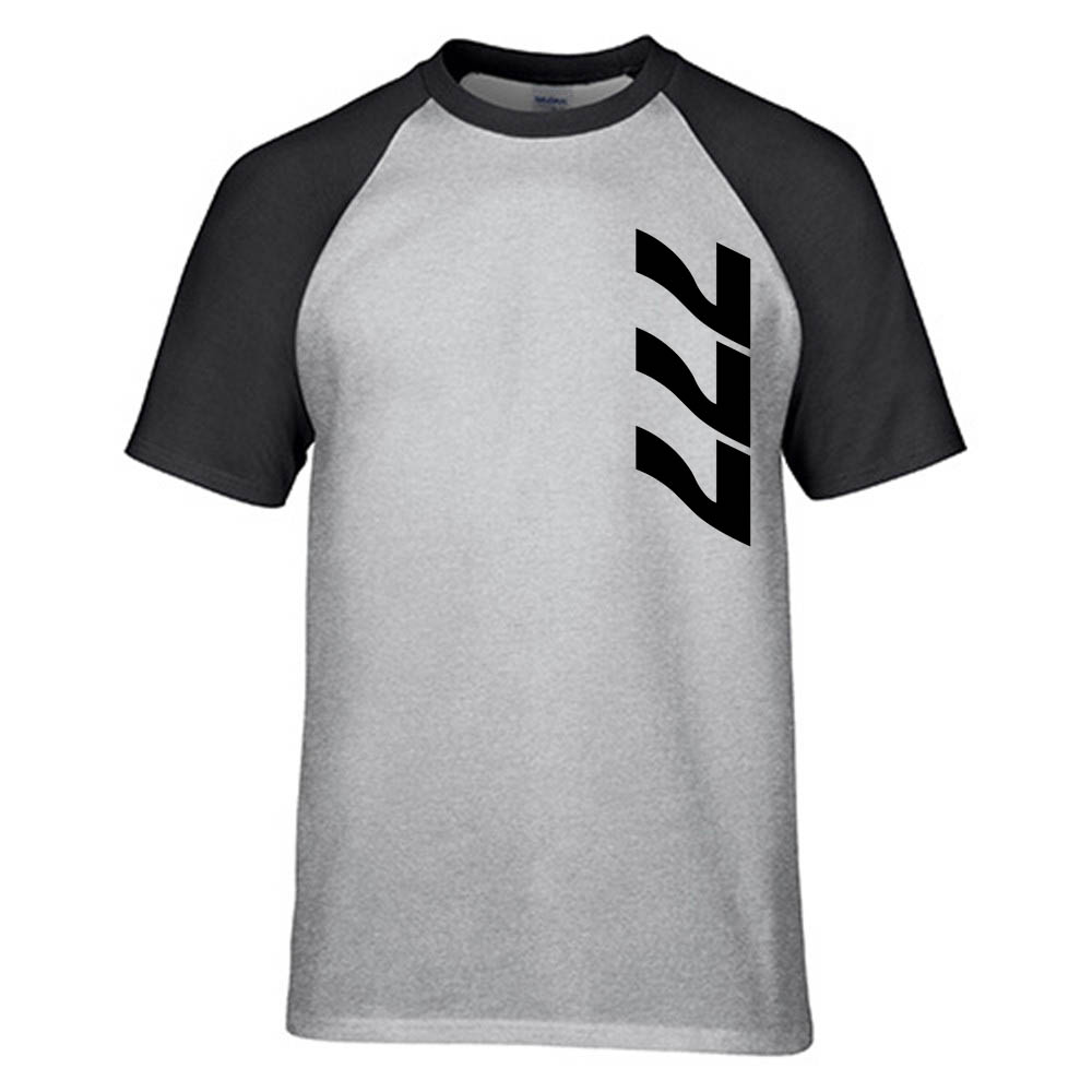777 Side Text Designed Raglan T-Shirts