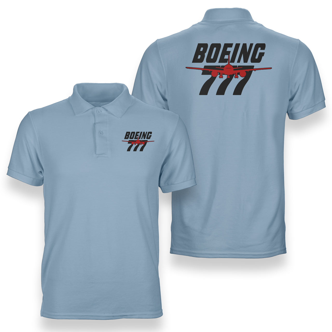Amazing Boeing 777 Designed Double Side Polo T-Shirts
