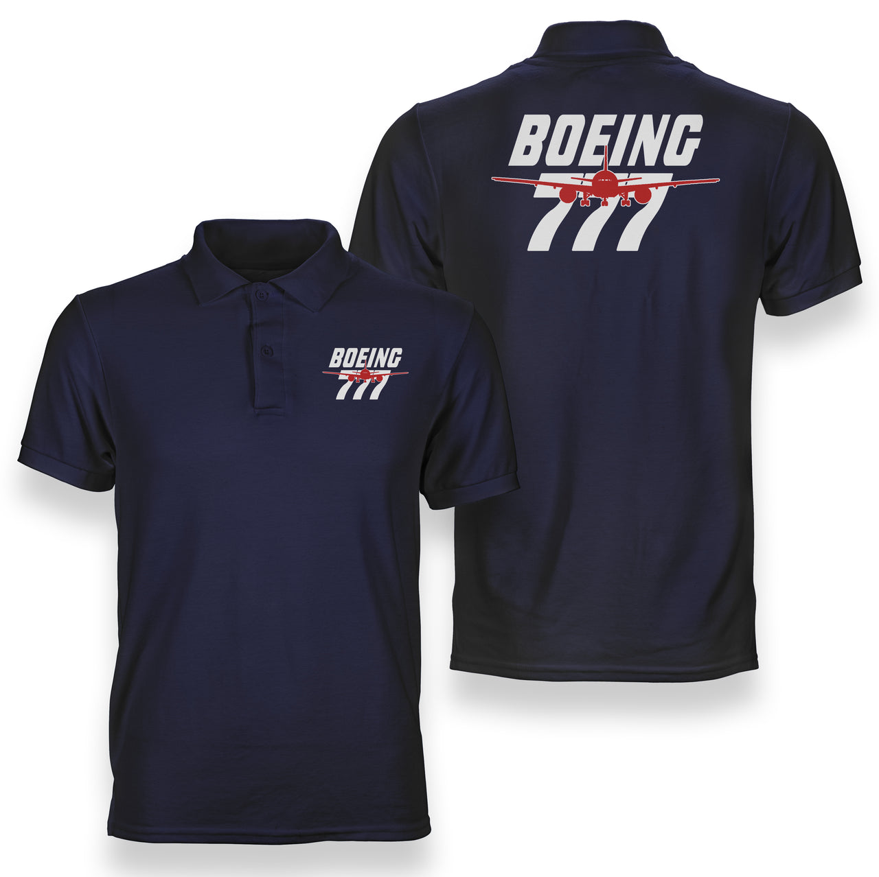 Amazing Boeing 777 Designed Double Side Polo T-Shirts