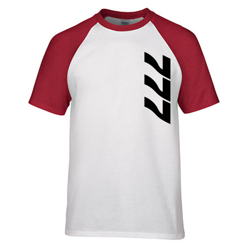 777 Side Text Designed Raglan T-Shirts