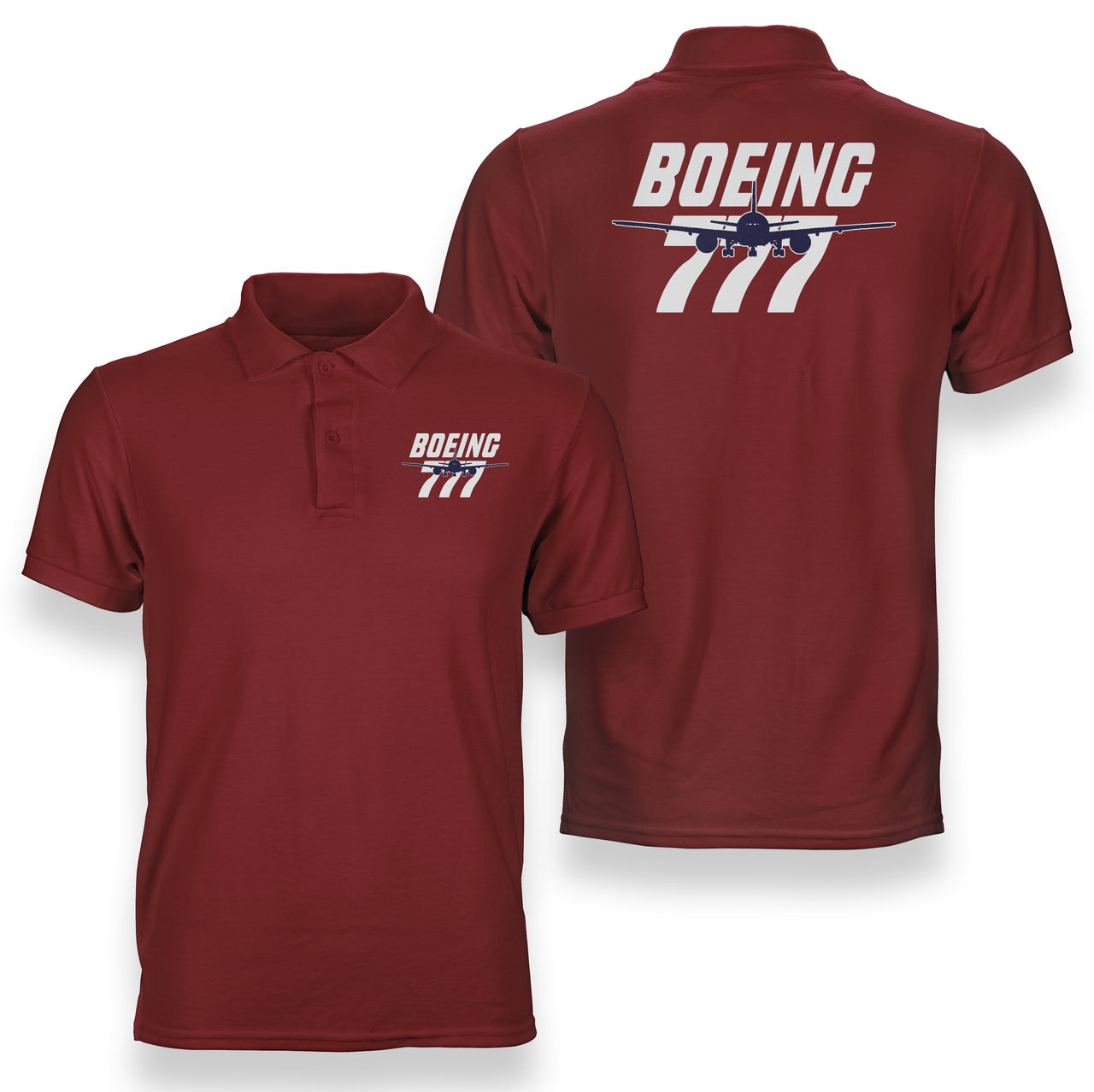 Amazing Boeing 777 Designed Double Side Polo T-Shirts