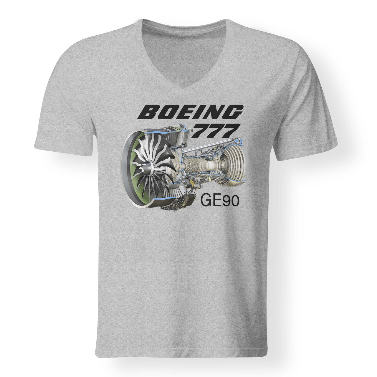 Boeing 777 & GE90 Engine Designed V-Neck T-Shirts