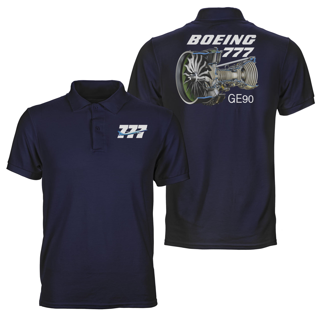 Boeing 777 & GE90 Engine Designed Double Side Polo T-Shirts
